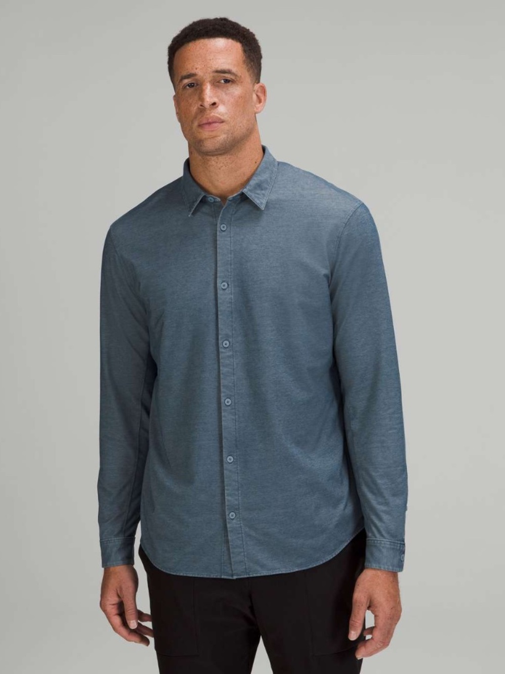 Lululemon Commission Long Sleeve Shirt River Blue Enzyme Dye Size S